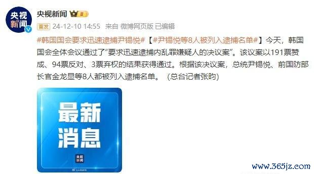 韩国总统尹锡悦、前国防部主座金龙显等8东谈主王人被列入逮捕名单