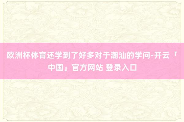 欧洲杯体育还学到了好多对于潮汕的学问-开云「中国」官方网站 登录入口
