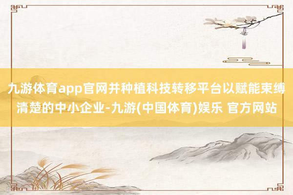 九游体育app官网并种植科技转移平台以赋能束缚清楚的中小企业