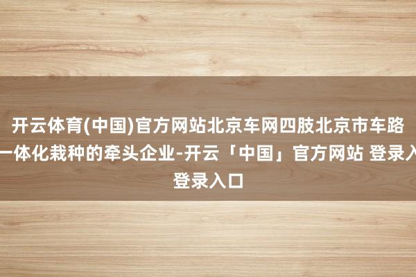 开云体育(中国)官方网站北京车网四肢北京市车路云一体化栽种的牵头企业-开云「中国」官方网站 登录入口