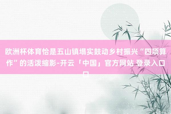 欧洲杯体育恰是五山镇塌实鼓动乡村振兴“四项算作”的活泼缩影-开云「中国」官方网站 登录入口