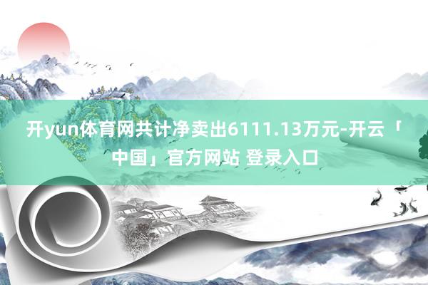开yun体育网共计净卖出6111.13万元-开云「中国」官方网站 登录入口