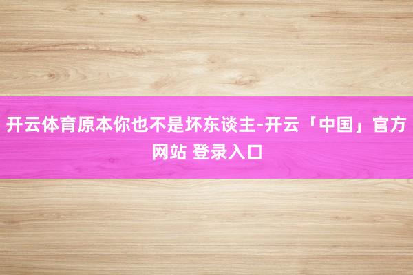 开云体育原本你也不是坏东谈主-开云「中国」官方网站 登录入口