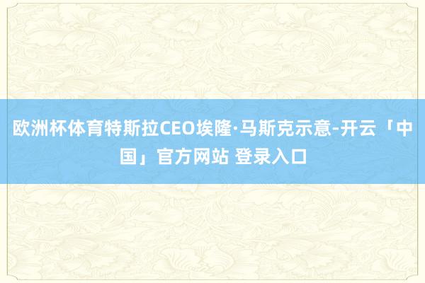 欧洲杯体育特斯拉CEO埃隆·马斯克示意-开云「中国」官方网站 登录入口